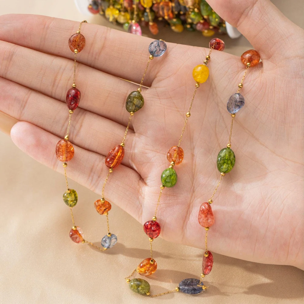 0,5 Meter/1 Meter Edelstein-Kette für Schmuckherstellung 4-12mm Natürliche Rohe Heilkristall-Halsketten Großpackung Edelstahlketten – Detail 2