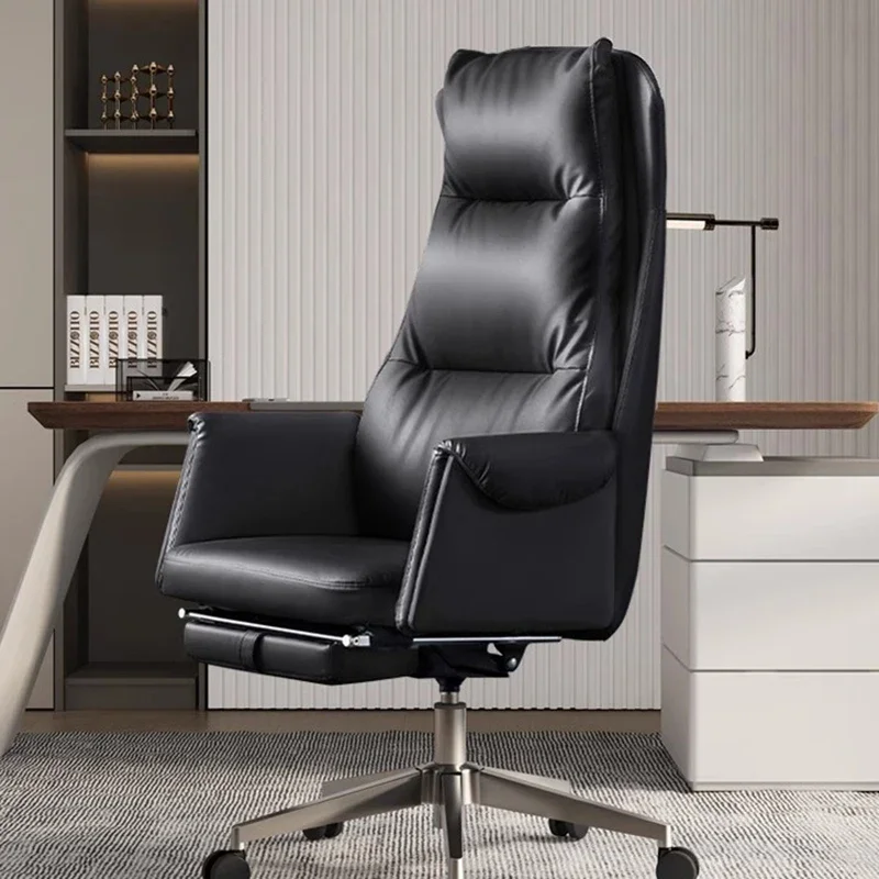 Leather Reclining Office Chair Seat High Backrest Large Class Waist Office Chair Protection Study Silla Ordenador Rome Furniture