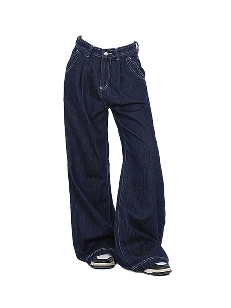

New Gyaru Jeans Woman Blue Trousers Y2k Vintage High Waist Wide Leg Pants Denim Baggy Street Casual Tide Streetwear Retro Korean