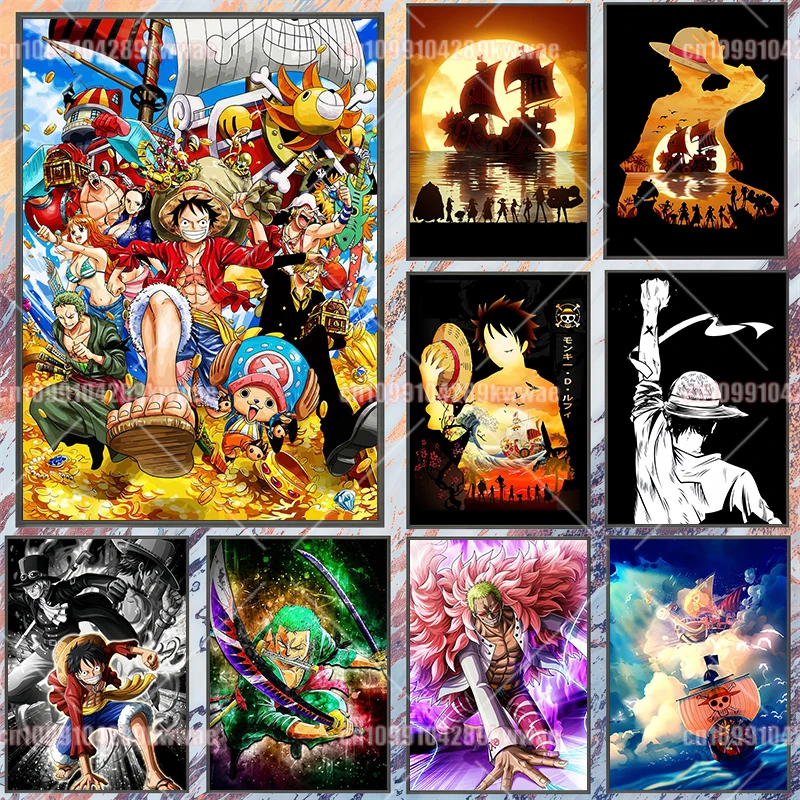 

Anime One Piece Multi-character Collection Canvas Painting Luffy Zoro Nami Sanji Home Wall Decoration Art Poster Graduation Gift