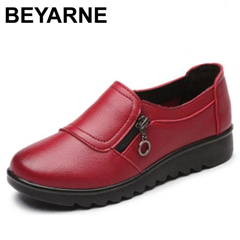 BEYARNE new arrival women flats fashion ballet flats genuine leather shoes woman moccasins slip-on shoes sapatos femininos