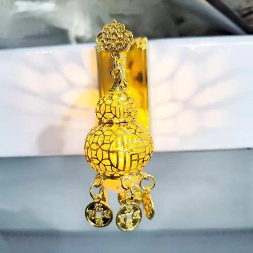 3D Glowing Lantern Fridge Magnet Retro LED Light Hanging Lantern Refrigerator Magnet Metal Gold
