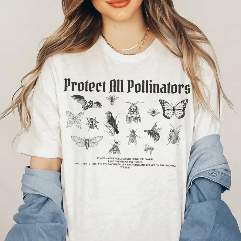 Protect All Pollinators Shirt or Sweatshirt Moth Shirt Butterfly Bees Cottagecore Gardening Gift Nature Shirt the Earth Day