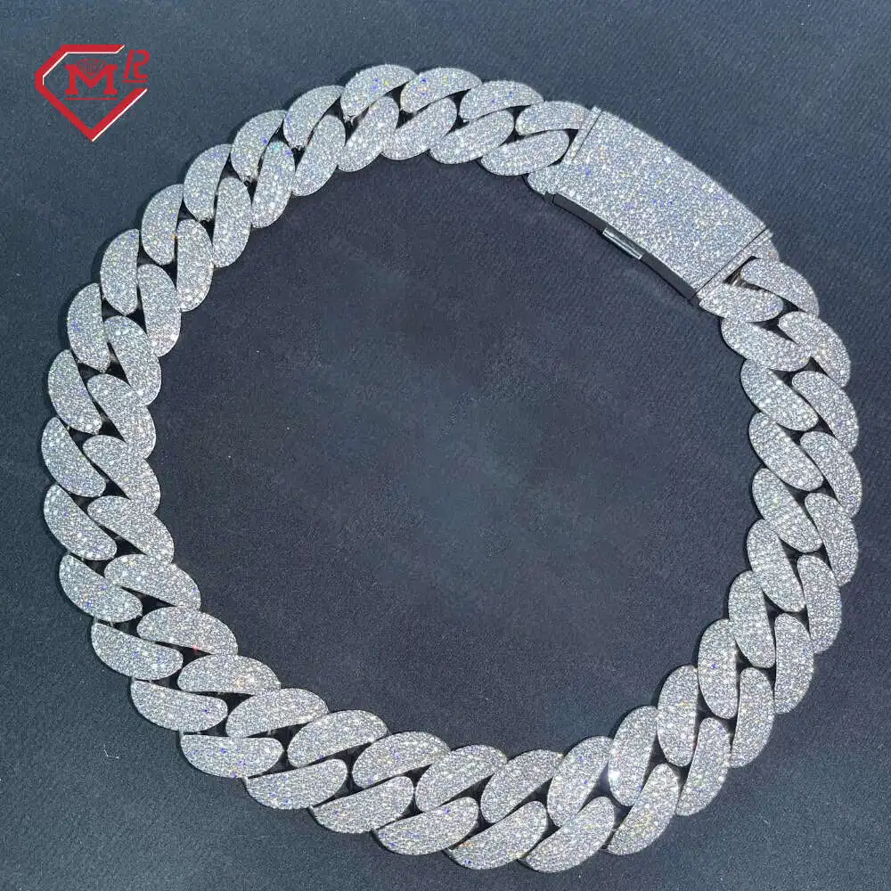 

Hip Hop 16mm Cuban Link Chain Iced Out 925 Sterling Silver Vvs Moissanite Diamond Cuban Chain Necklace for Men