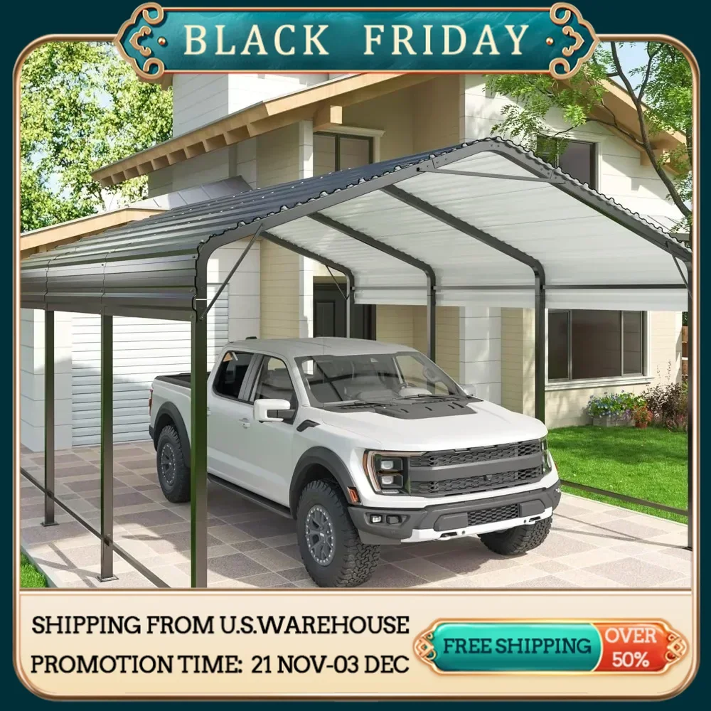 

10x15 Metal Carport Carports with Enhanced Base Heavy Duty Garage Outdoor Galvanized Car Shelter for Car, Boats and Truck