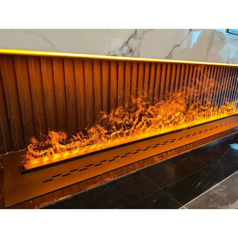 31-Inch LED Flame Electric Fireplace With WiFi Remote Control Modern 3D Steam Linear Design Steel Insert For Indoor Outdoor Use