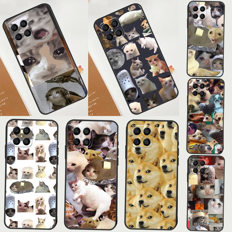 Crying Cat Memes And Dog For Huawei P30 Lite P50 P40 P20 Pro P Smart Z Nova 9 5T Cover For Honor 50 X9 X8 X7 Case