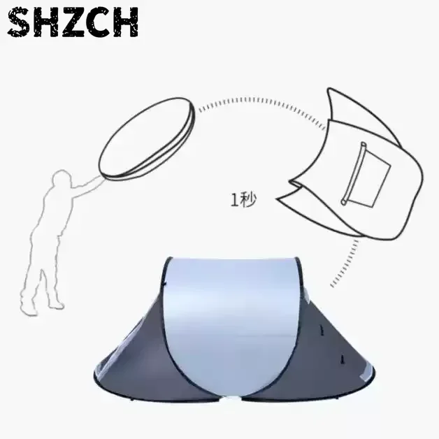 Pop Up Beach Tent, Instant Setup Sun Shelter for Travel, UV Protection Silver Coating Camping Cabana with Mosquito Net