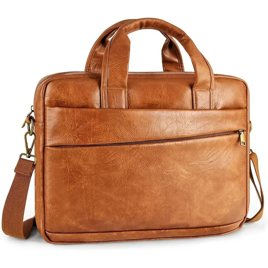 

Faux Leather Messenger Bag for Men 15.6 Inch: Stylish Laptop Bag Briefcase with Padded Laptop Sleeve for Work College and Trave