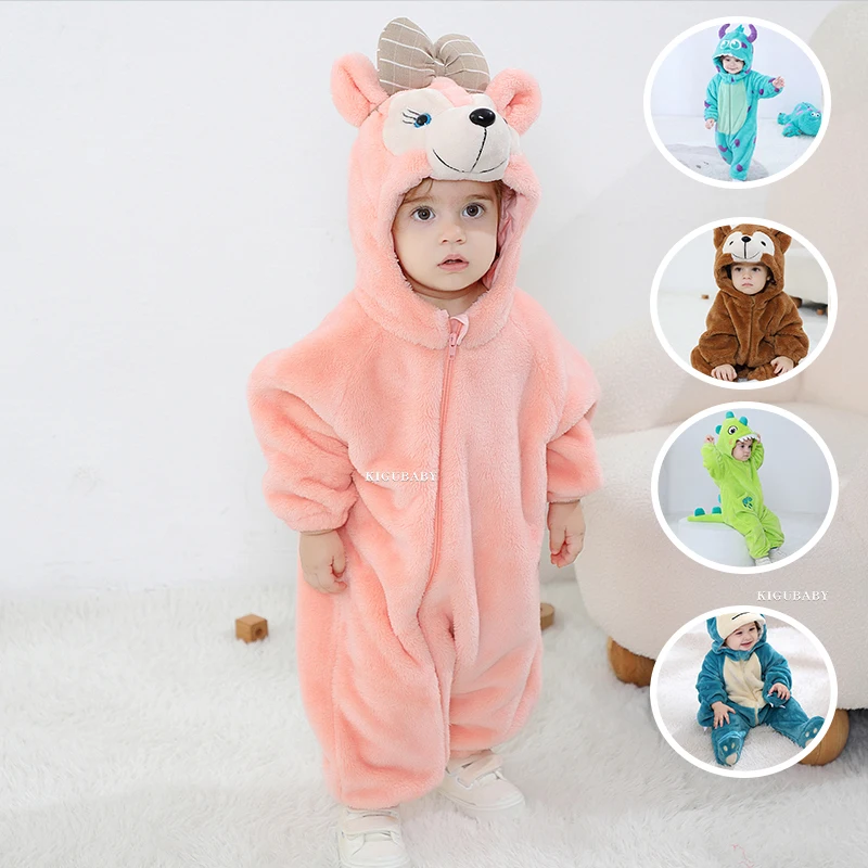 Lovely Bear Baby Girl Boy Clothes Onesie Infant Baby Romper Winter Pajamas Onesie Cosplay Costume Hooded Jumpsuits 0-3 years