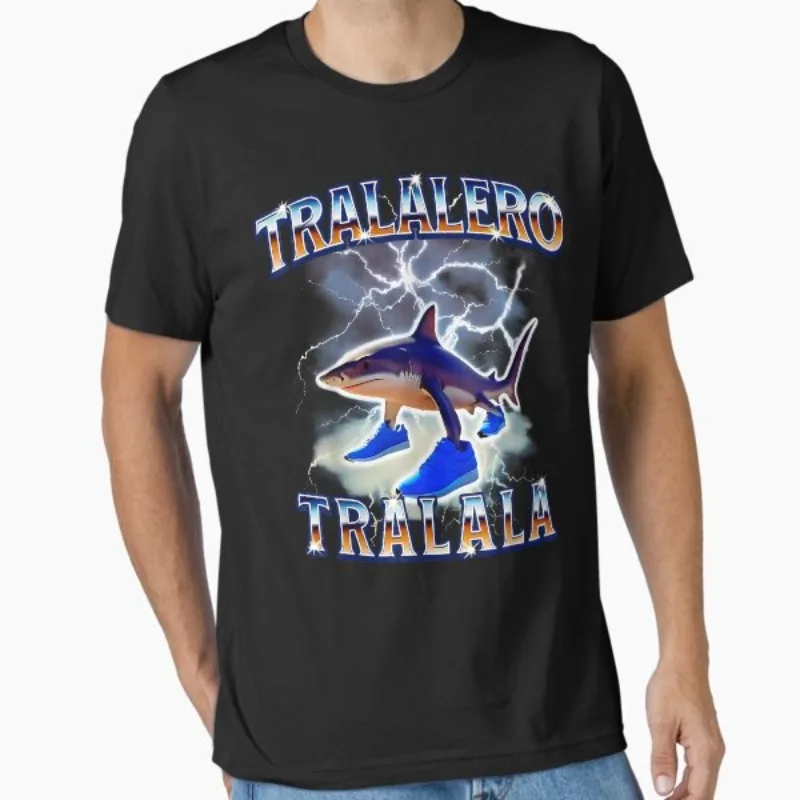 

Футболка Tralalero Tralala Shark Meme Bootle (итальянский мозг) из хлопка с круглым вырезом в стиле хип-хоп для мужчин и женщин, уличная одежда, футболки с коротким рукавом