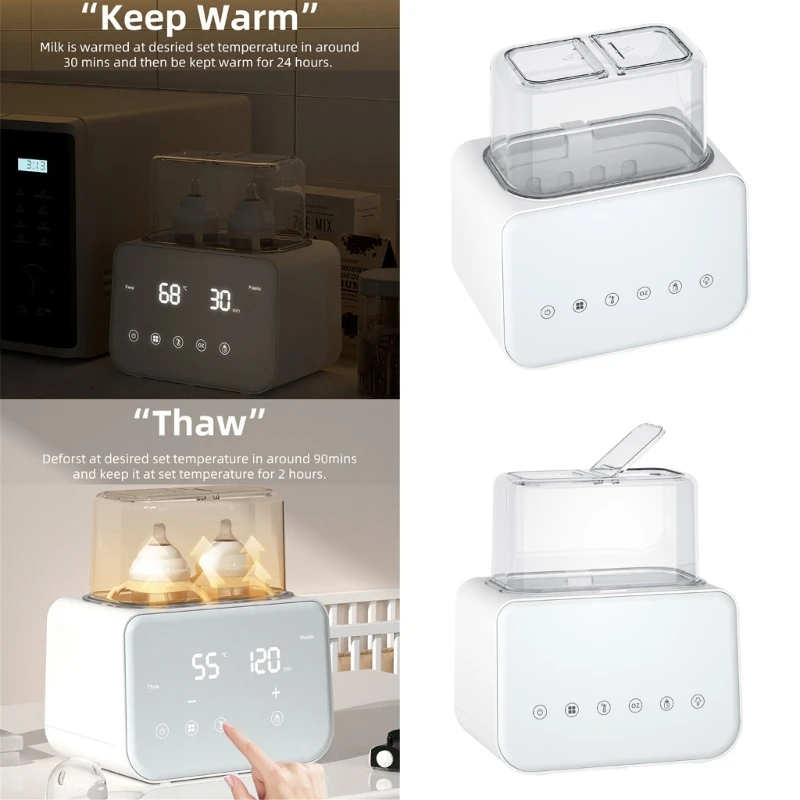 800ML Baby Double Bottle Warmer, Multifunctional Breast Milk Heater Fast Heating Device for Safe Breastmilk Feeding