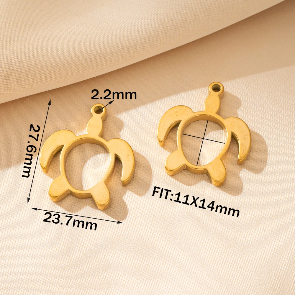 5 Stück Edelstahl-Schildkröten-Anhänger, passend für 11x14mm Rohlinge, Fassungen für Cabochons, für Foto-Harz-Schmuckherstellung, DIY-Anhänger – Detail 4