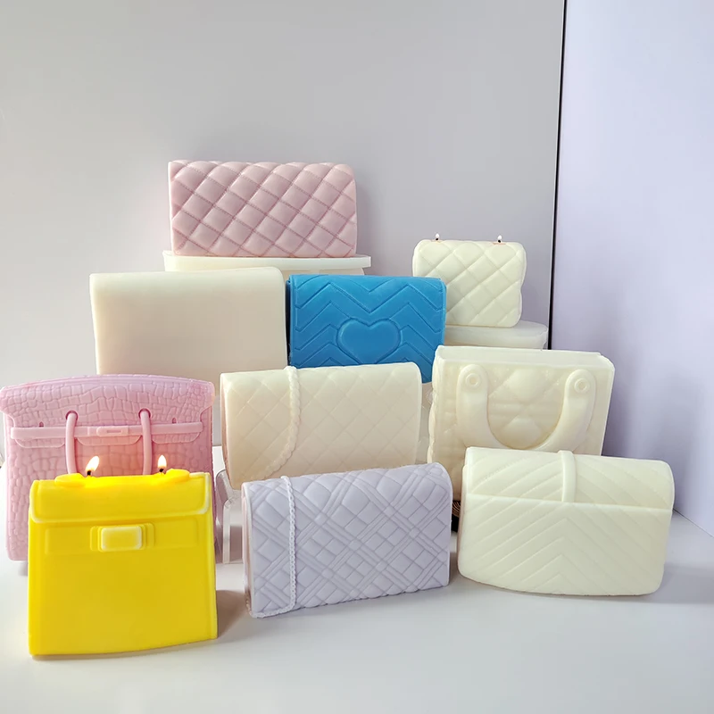 Large Luxury Handbag Suitcase Bucket Silicone Candle Mold Design Scented Wax Silicone Candle Mold