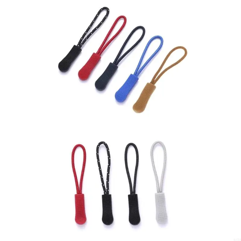 H37D 10PCS ซิปดึงดึงปลายดึงแท็กแท็กการเปลี่ยนแท็กคลิปบวก Broken Buckle Fixer Cord Tab Travel Bags Suitcase Tent