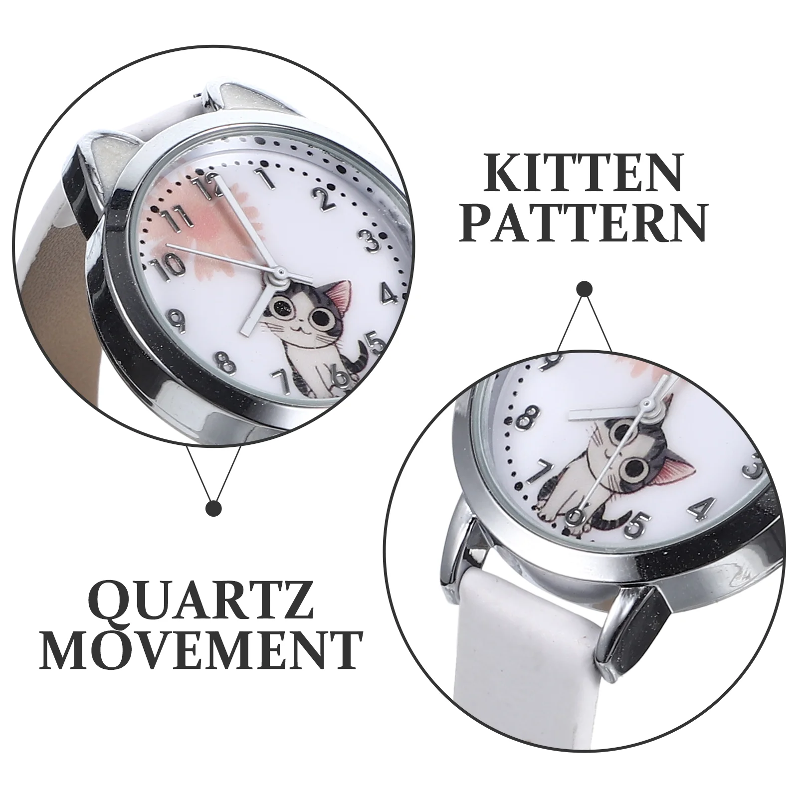 Watch Sports Watches Cartoon Strap Fashion White Band Wristwatch Cat Design Child