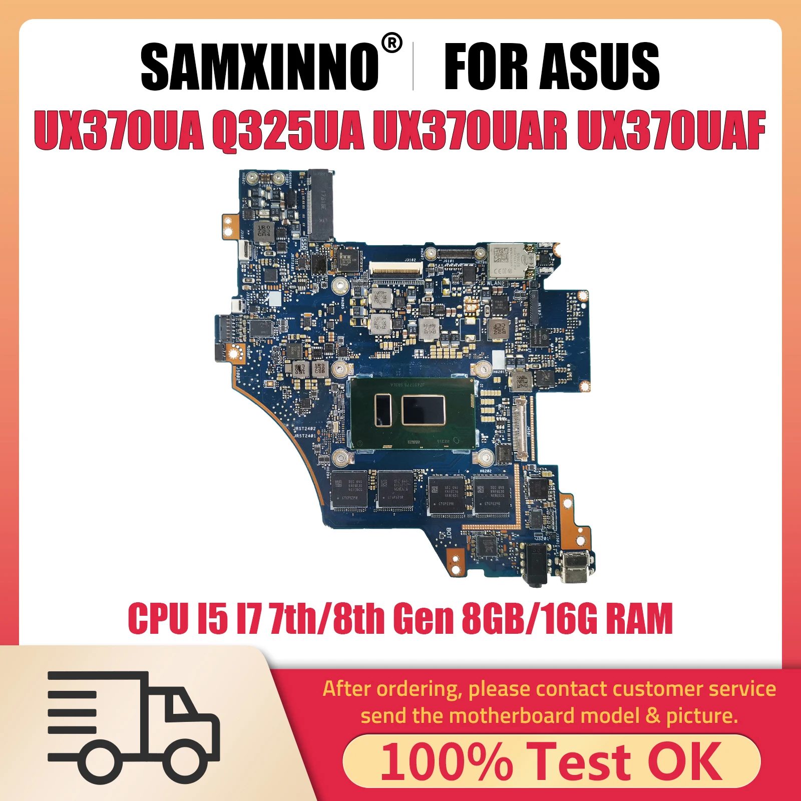 

UX370UA Notebook Mainboard For ASUS Q325UA Q325UAR UX370UAF UX370UAR UX370U Laptop Motherboard CPU I5 I7 Gen 16G RAM