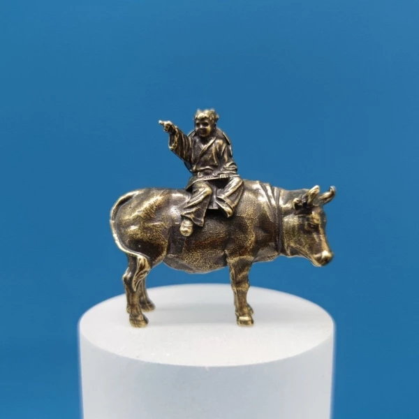 Brass Bull Riding Cowboy Aquatic Terarium Micro Landscape Bonsai Scenery Rockery Figurine Ornament