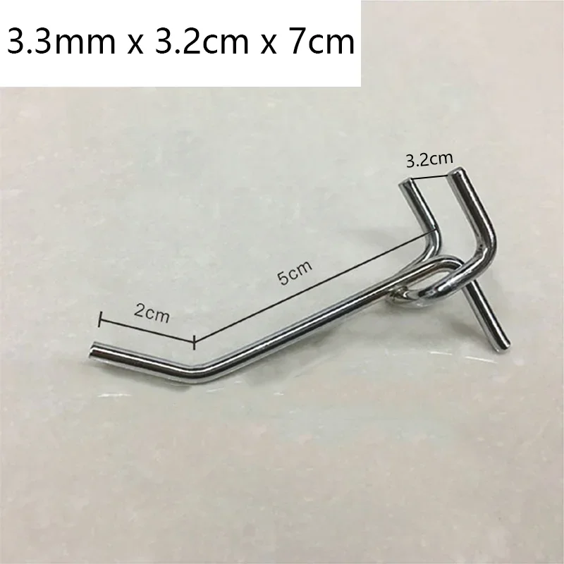 50 Stuks Koolstofstaal Pegboard Haken 3.3mm Wire-wrap Board Zilver Gat Plaat Garage Werkplaats Opslag display Opknoping Tool