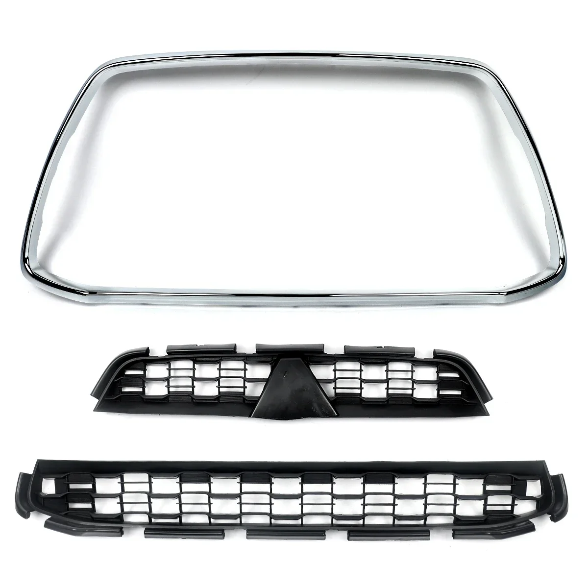 Front Grille Set with Molding Trim for Mitsubishi Outlander Sport ASX RVR 2013-2015 Car Front Grille Trim Black Chrome