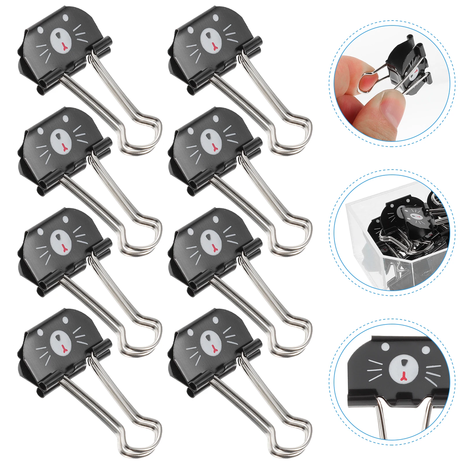 20pcs Metal Ticket Clips Small Binder Paper Office Supplies Black Miniature Rustproof Storage Practical Creative