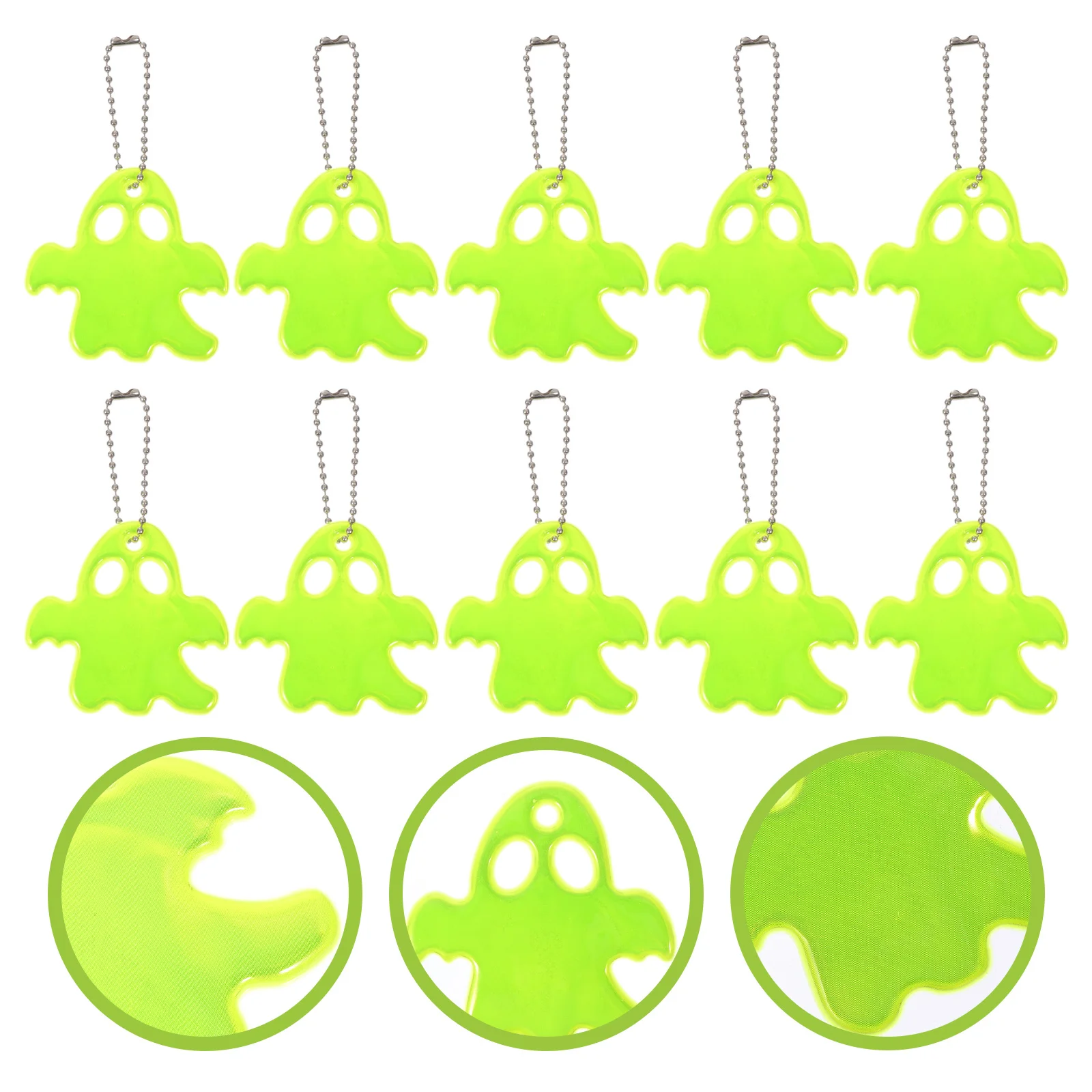 

10pcs Reflective Pendant Keychain Halloween Ghost Ornament Night Riding Decoration Party Supply Festival Ghost Reflector