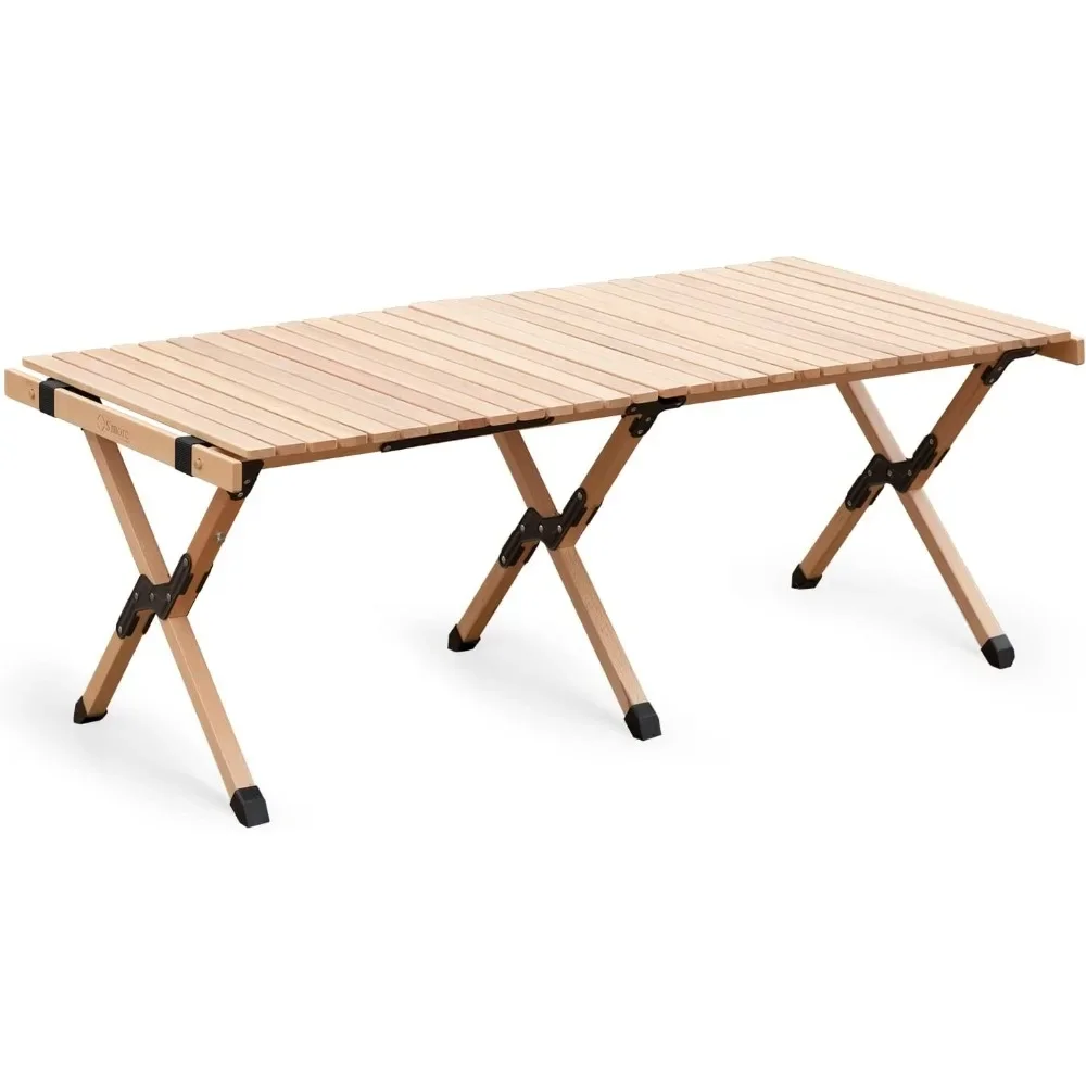 Folding Picnic Table, Portable Camping Table with Carry Bag, Wood Outdoor Table for Picnic, BBQ,Easy to Assembly (L Size-120cm)