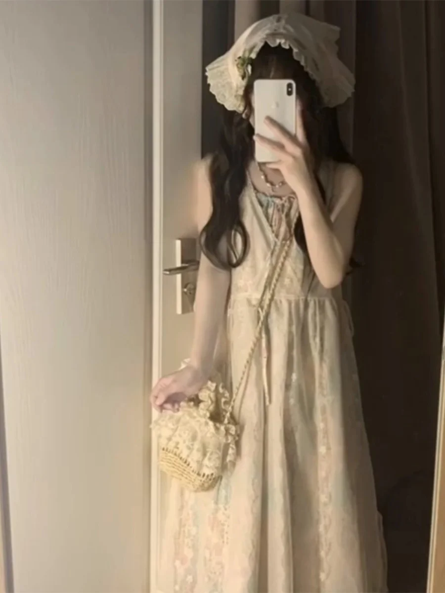 2024 Summer Floral Print Vaion Sle Off-oulder Dr with Headscarf Lace Overlay Skirt Tee-Piece Set Women's H-Line M...