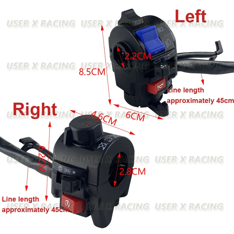 USERX Motorcycle Universal accessories  Left and right handlebar horn high and low beam lamp flameout switch assembly