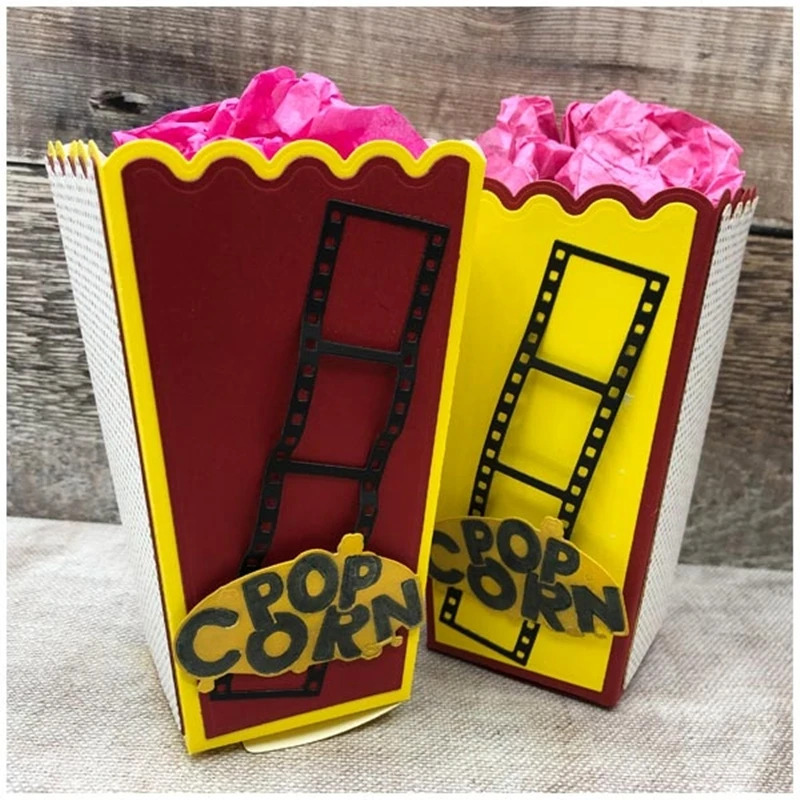 Birthday 3D Metal Cutting Dies For Popcorn Carton Scrapbooking Accessories Die Cut Embossing Frame Card Craft Die Set