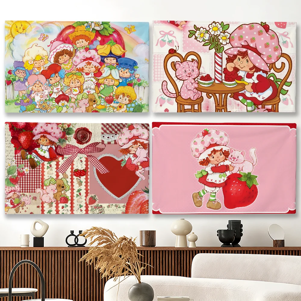 Bandera de dibujos animados S-Strawberry S-Shortcake adecuada para fiestas, clubes, decoración de paredes interiores y exteriores, regalo para fanáticos