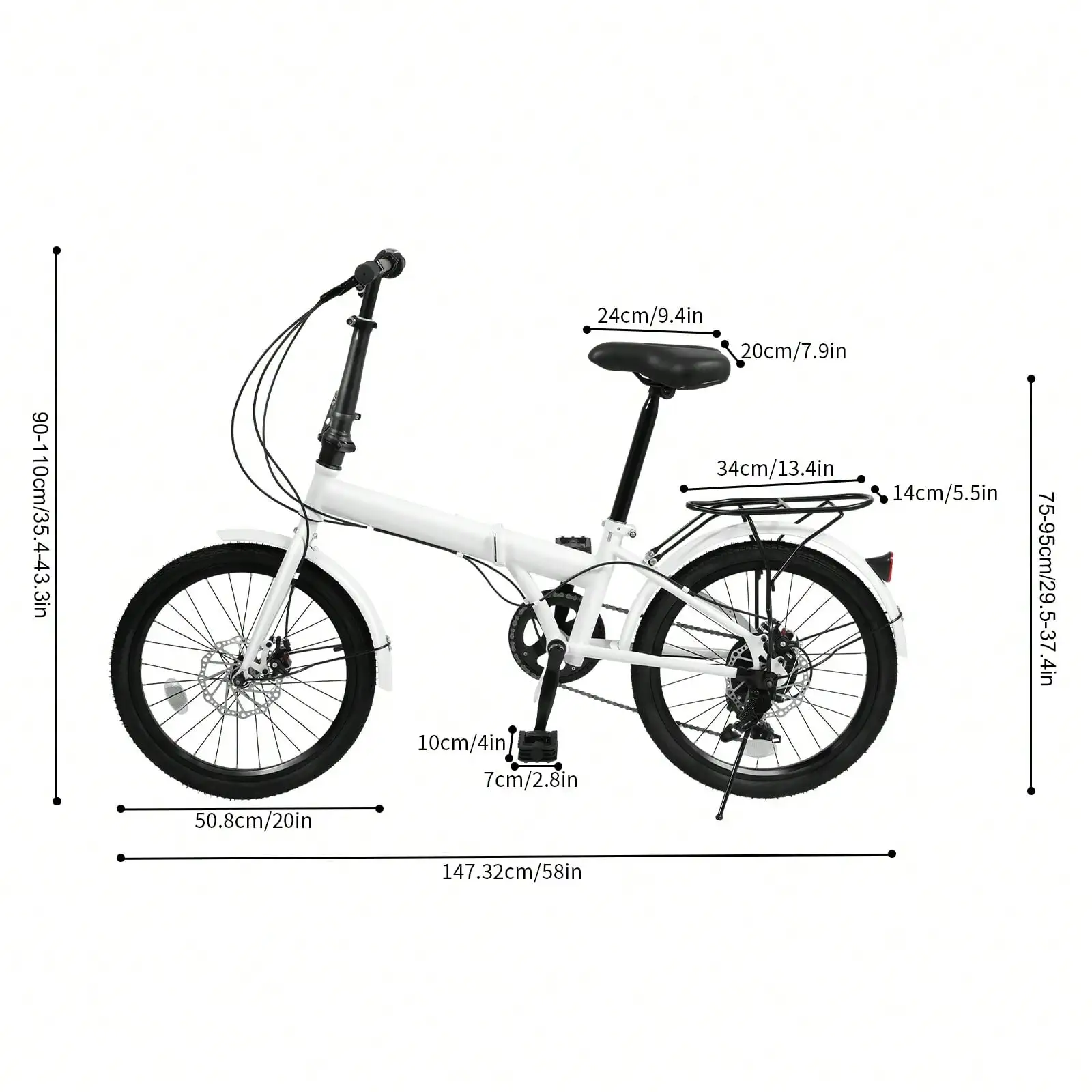 Folding Bike Foldable Bicycle With 7 Speed Gears 20-Inch Wheels Easy Folding City Bicycle With Disc Brake