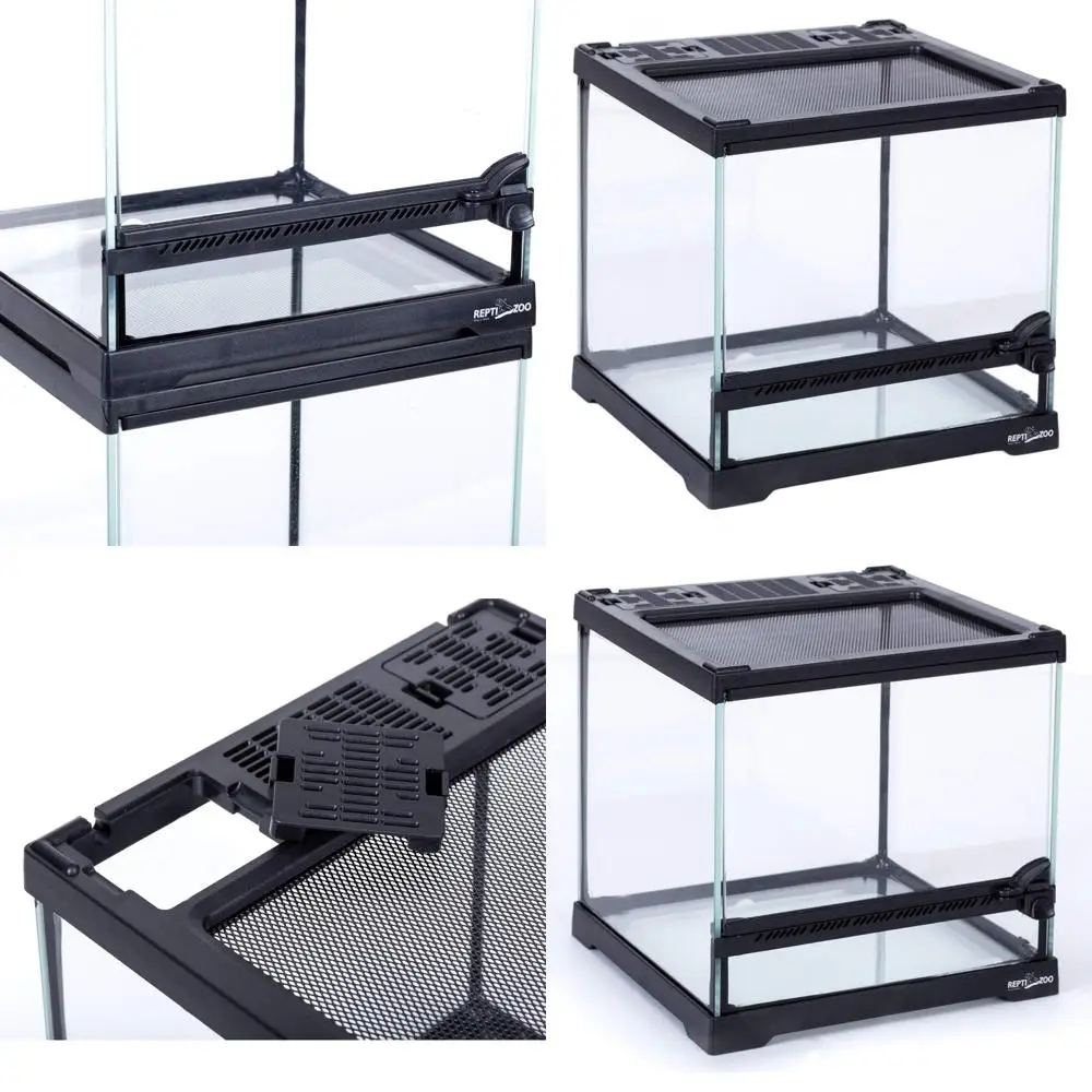 

8x8x8 Glass Terrarium Tank with Front Door for Mini Reptiles and Amphibians - Compact and Visually Attractive Habitat