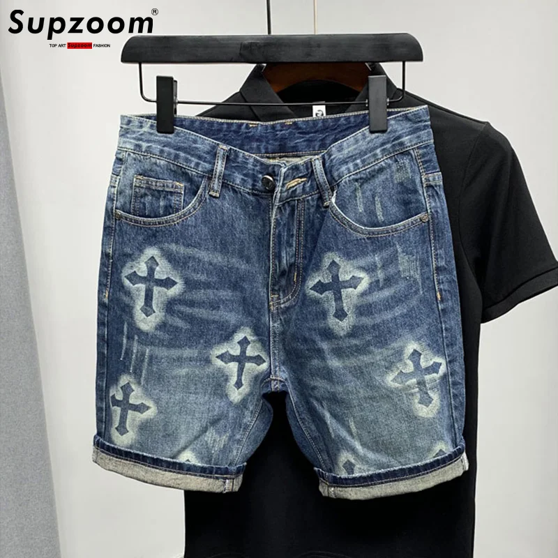 Supzoom New Arrival Hot Sale Fashion Summer Zipper Fly Stonewashed Casual Cargo Patchwork Cotton Denim Pockets Jeans Shorts Men