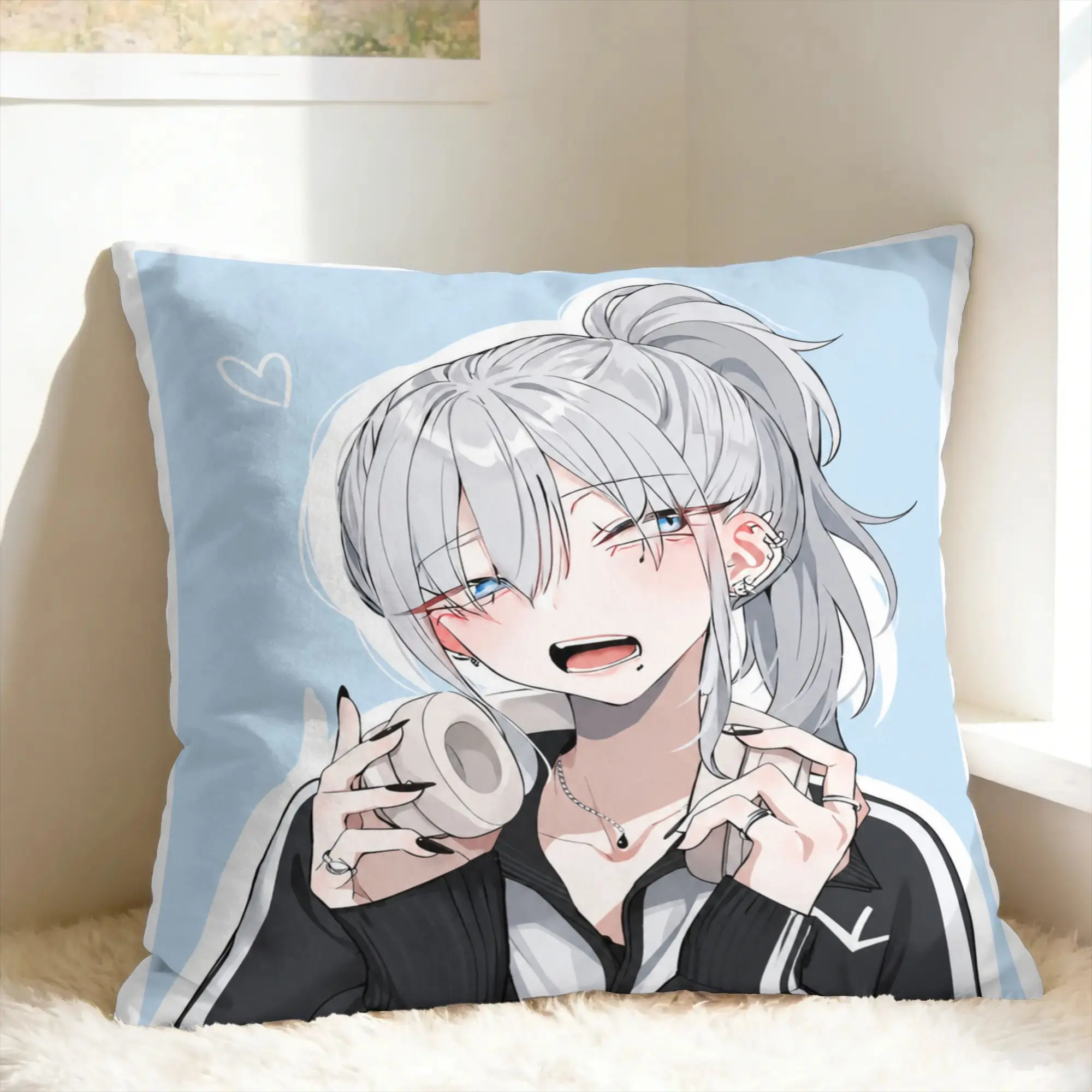Haimiya Senpai Wa Kowakute Kawaii Manga Pillowcases  Funny Pillow Case For Living Room Bed Chair Soft Pillow Cover