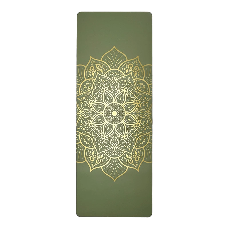 

2023 New Trendy High End Screen Printing Silver Rose Gold Mandala Metallic Gold Print Alignment PU Rubber Yoga Mat