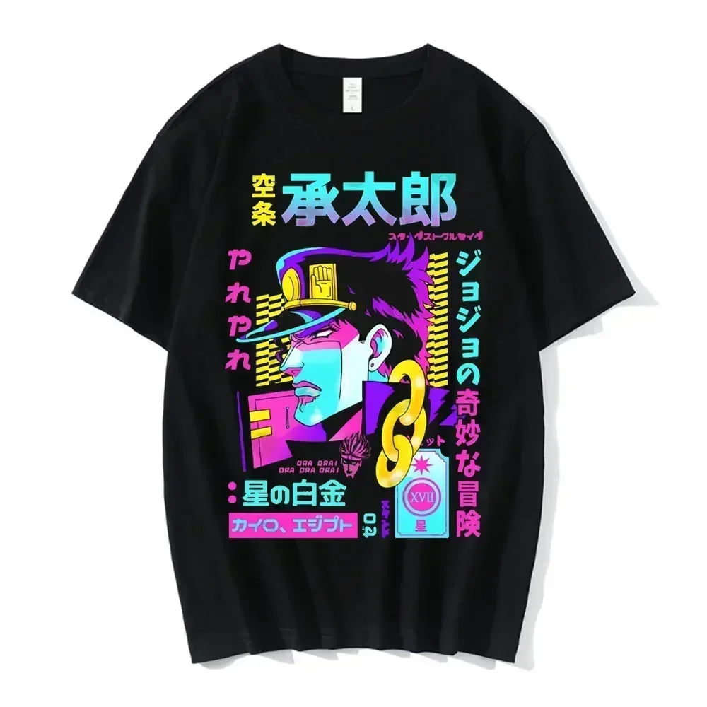 Anime Jojo Bizarre Adventure Graphic Men‘s T-Shirt Women Fashion Short Sleeve Casual Tops Cotton Oversize Tops Streetwear