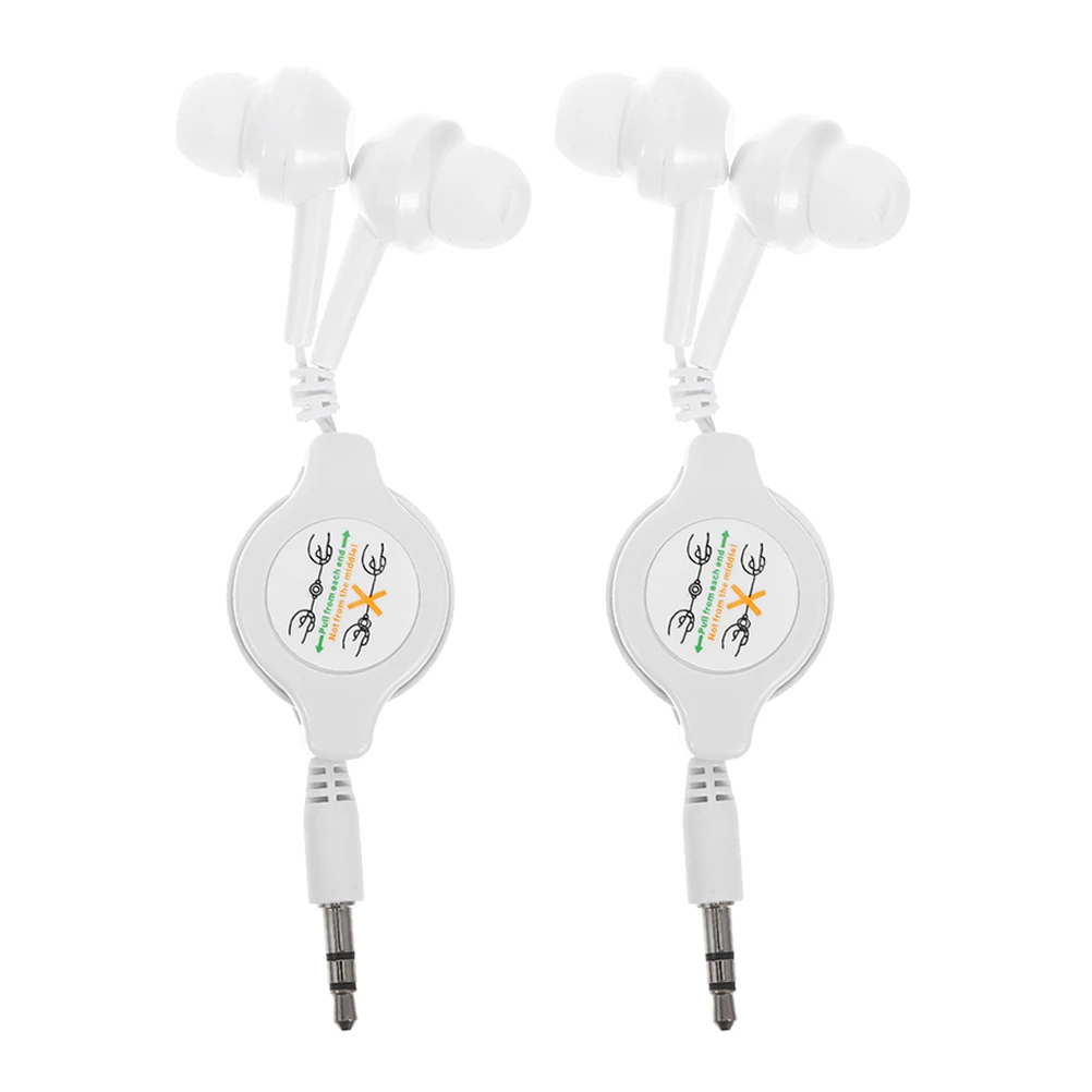 

2pcs Dual Stretchable Retractable Earbuds Headphones Lightweight Portable Cable Earphone Wired In Ear Buds Comfortable Sports