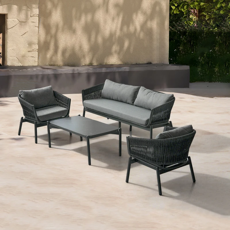 &y Waterproof Eco-Friendly Patio Furniture Aluminum Frame Outdoor Sofa Set Modern Garden Furniture for Hotel Resort Villa