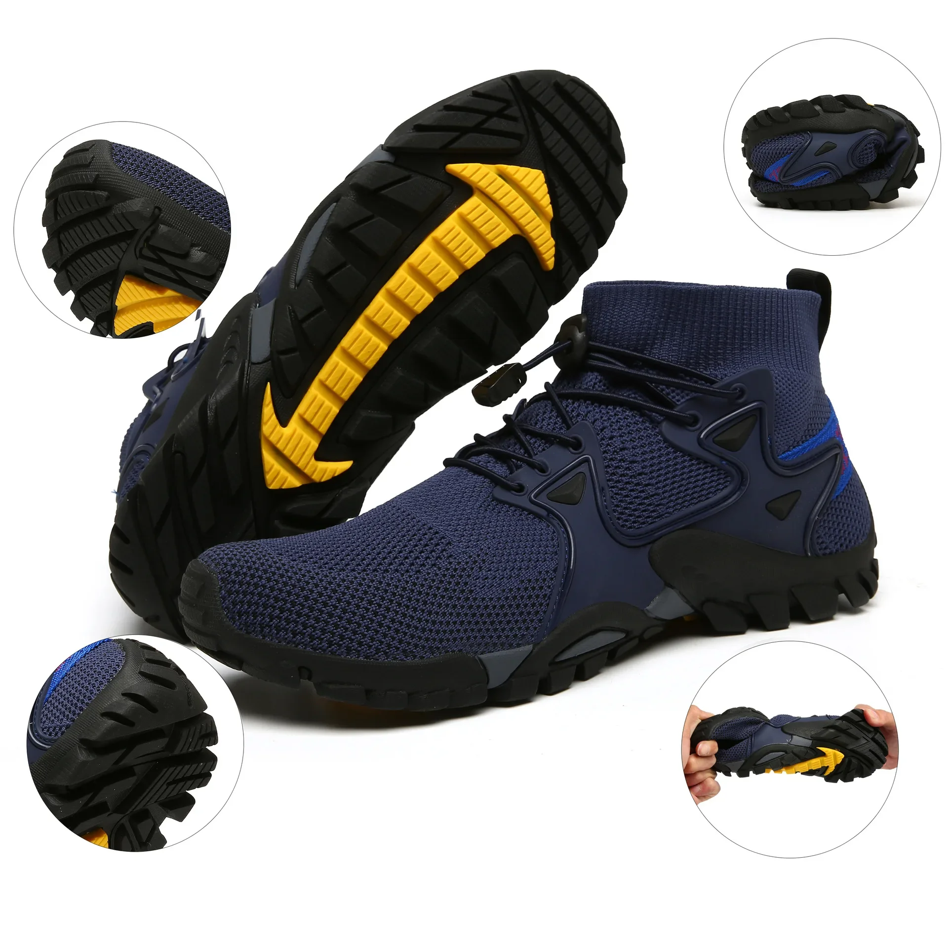 New Export Plus Size Lightweight Knitted Breathable Shoes Outdoor Climbing Shoes Anti-Slip Wear-Resistant Hiking Shoes Factory D