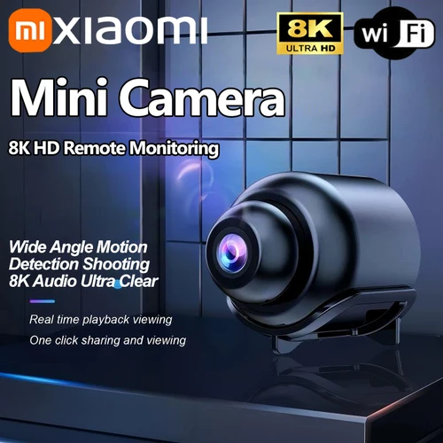 Xiaomi Mini 8K HD cámara WiFi inalámbrica visión nocturna detección de movimiento cámara de vídeo videocámara de seguridad para el hogar grabadora de Audio y vídeo