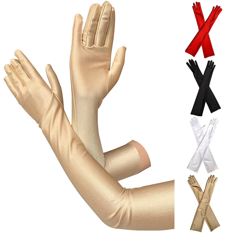 

1 Pair Sunsscreen Long Driving Gloves UV Protection Thin Etiquette Gloves Spandex Stretch Long Gloves Solid Color Arm Sleeve