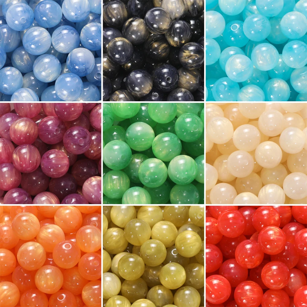 10pcs/lot 12mm Colorful Resin Round Charm Spacer Loose Beads for DIY Handmade Necklace Bracelet Jewelry Making Findings Supplies