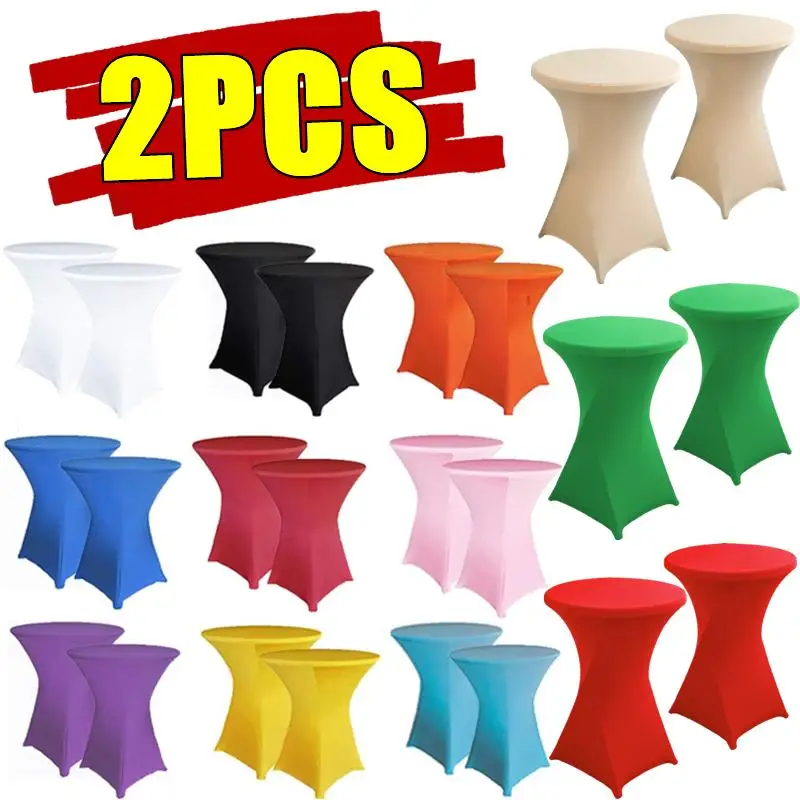 

2/1PC Height Stretch Round Tablecloth Cocktail Table Cover Spandex Table Cloth Bar Hotel Party Wedding Elastic Table Cloth Decor