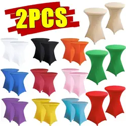 2/1PC Height Stretch Round Tablecloth Cocktail Table Cover Spandex Table Cloth Bar Hotel Party Wedding Elastic Table Cloth Decor