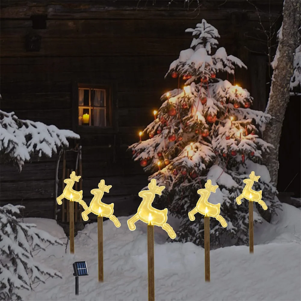 Imagem -02 - Christmas Fawn Solar Stake Lights Impermeável Paisagem Caminho Decorações de Natal Luzes Led Gramado 542 Pcs