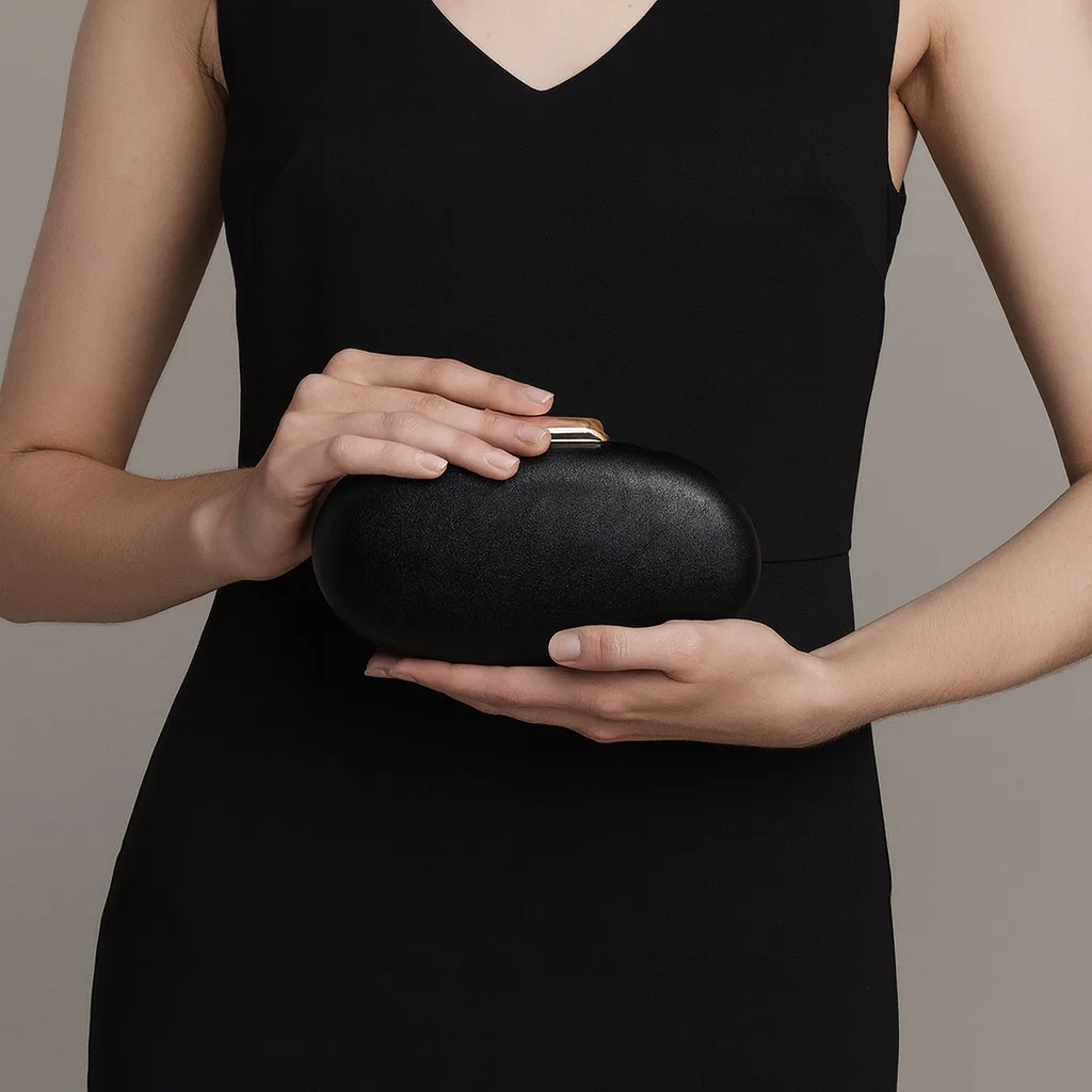 New Oval Shaped PU Leather Clutch Bag for Women Stylish Wedding Party High-end Purse Handbag Fashion Chain Shoulder Bag