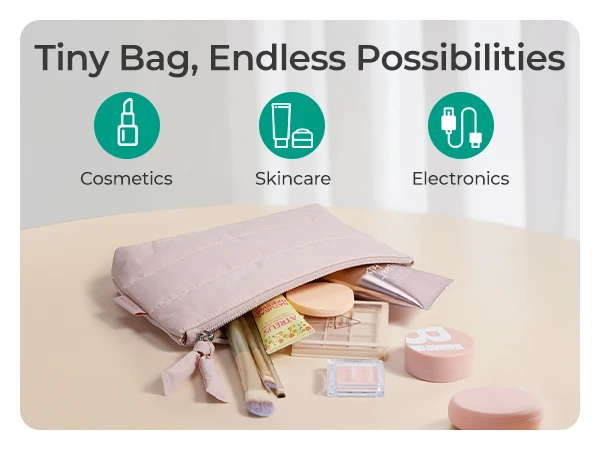 BAGSMART Puffy Kosmetiktasche, klein, geräumig, wasserabweisend, Make-up-Organizer, Reisetasche für Hautpflege und Elektronik, für den täglichen Gebrauch – Detail 5