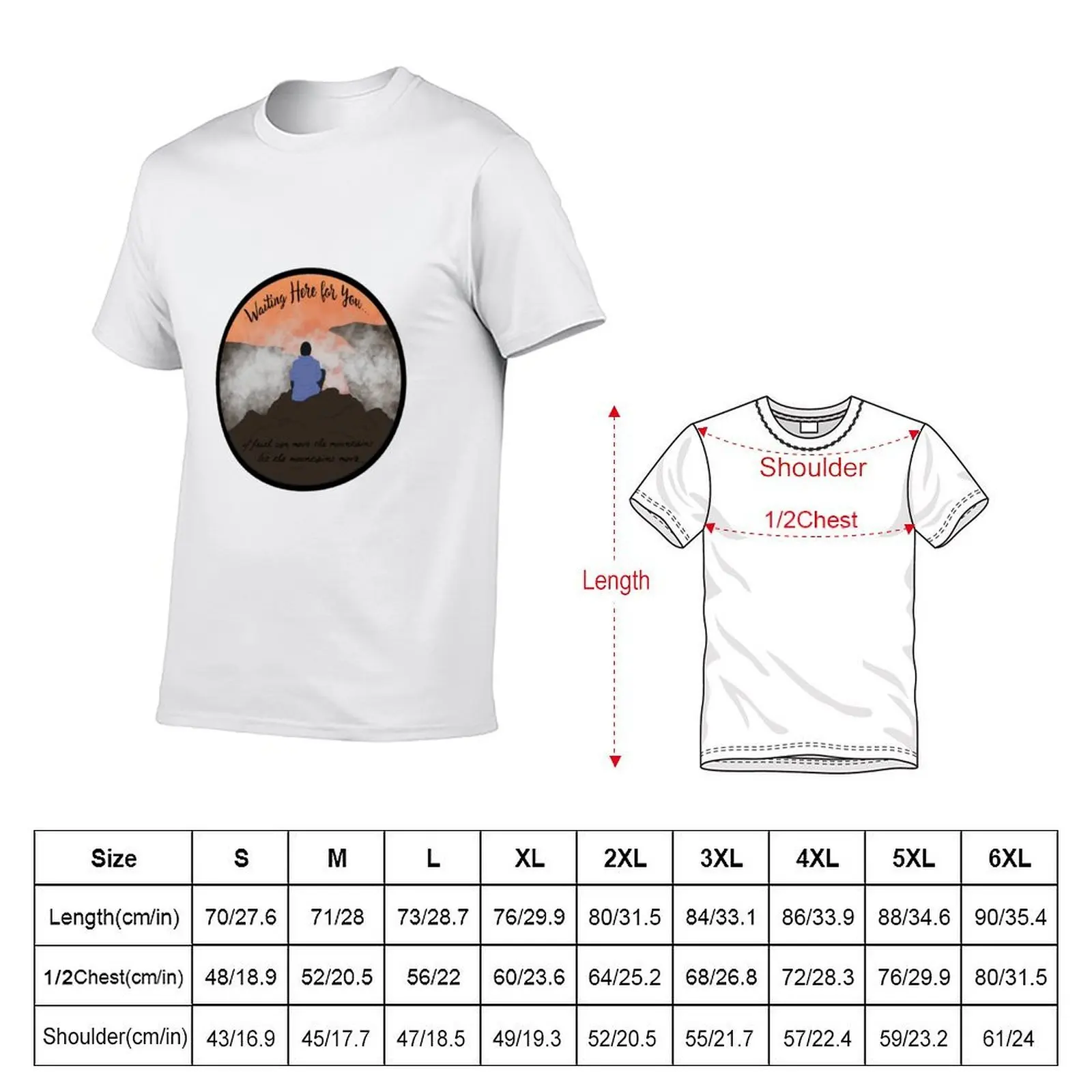Waiting Here For You T-Shirt oversized graphic tee summer top Short sleeve tee men