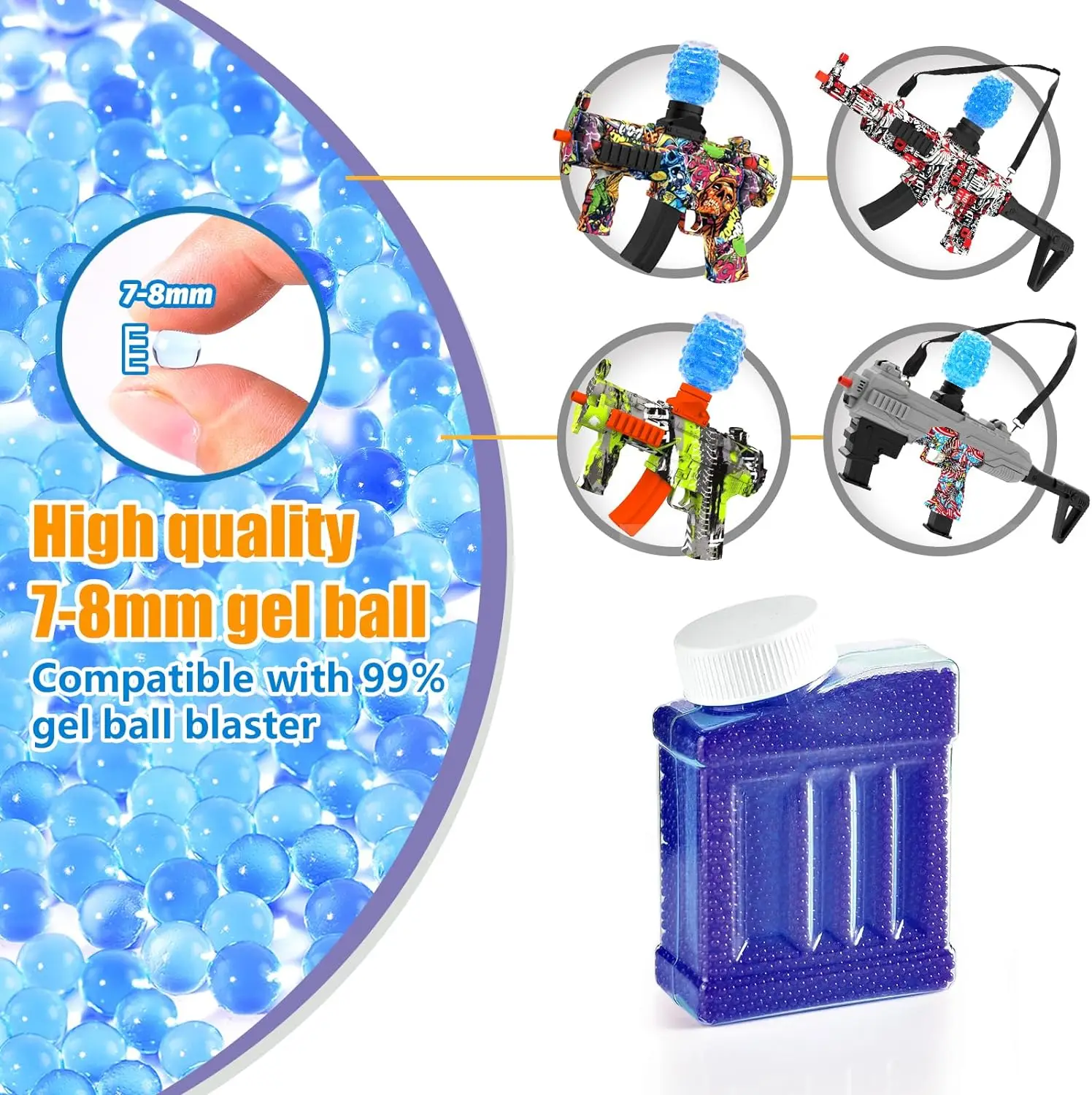 7-8mm bolas de gel munição splat contas de água recarga blaster bolas de água bala para arma orbeez e pistola de bola splatter azul vermelho artesanal